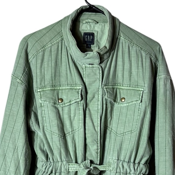 Gap Quilted Utility Belted Jacket Size LP Coquette Soft Girl Green Bohemian - Picture 4 of 8